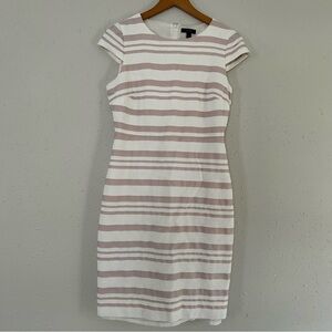 J. Crew Cream Pink Striped Cap Sleeve Mini Dress Formal Size 8